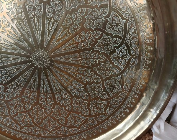 Grand plateau marocain en laiton n°11683