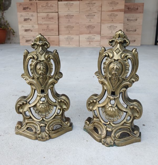 Ancienne paire de chenets en bronze n°11707