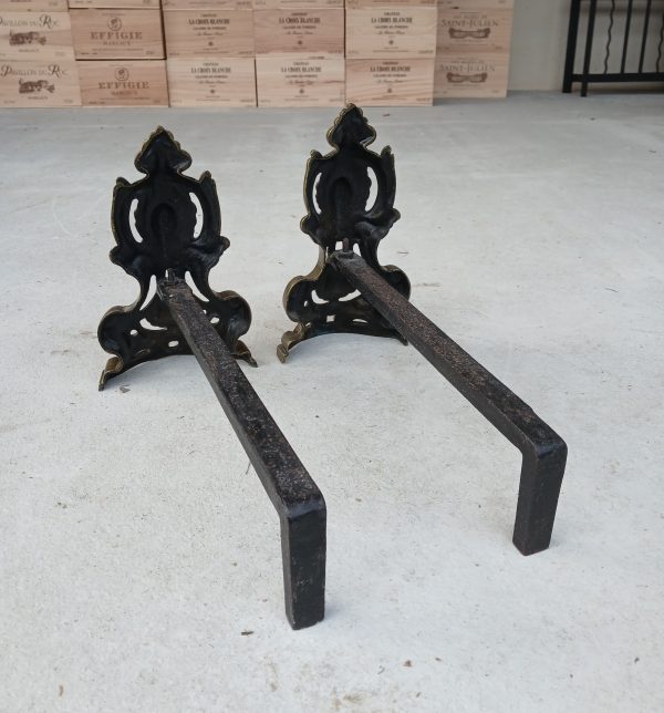 Ancienne paire de chenets en bronze n°11707