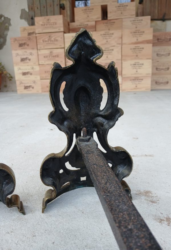 Ancienne paire de chenets en bronze n°11707