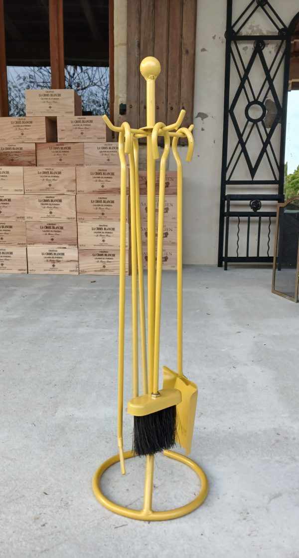 Serviteur en métal pour cheminée jaune n°11708