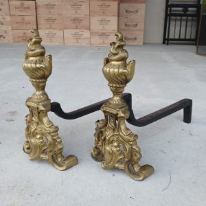 Ancienne paire de chenets en bronze n°11709