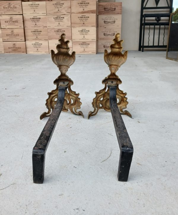 Ancienne paire de chenets en bronze n°11709