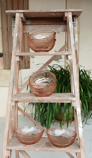 Lot de 6 bols vintages en verre rose n°11795