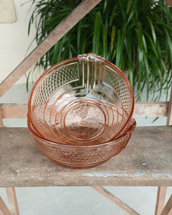 Lot de 6 bols vintages en verre rose n°11795