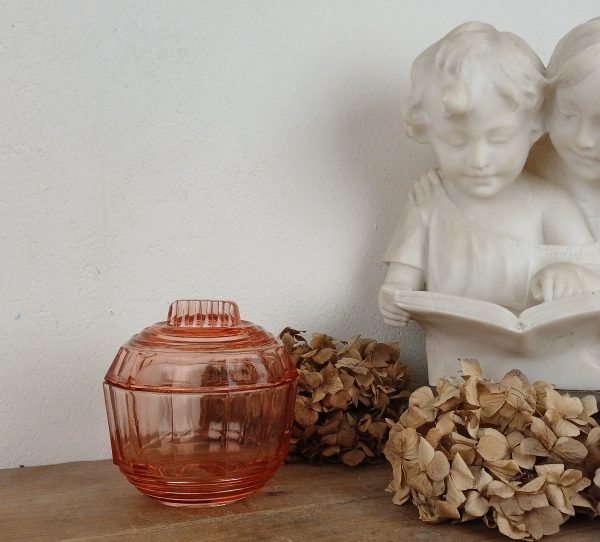 Sucrier vintage en verre rose n°11807