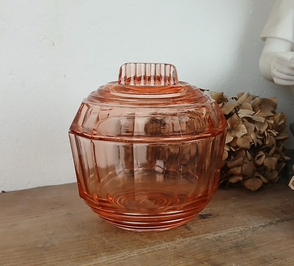Sucrier vintage en verre rose n°11807