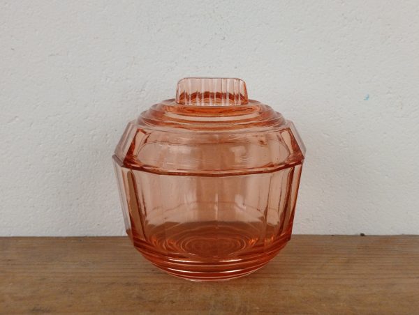 Sucrier vintage en verre rose n°11807