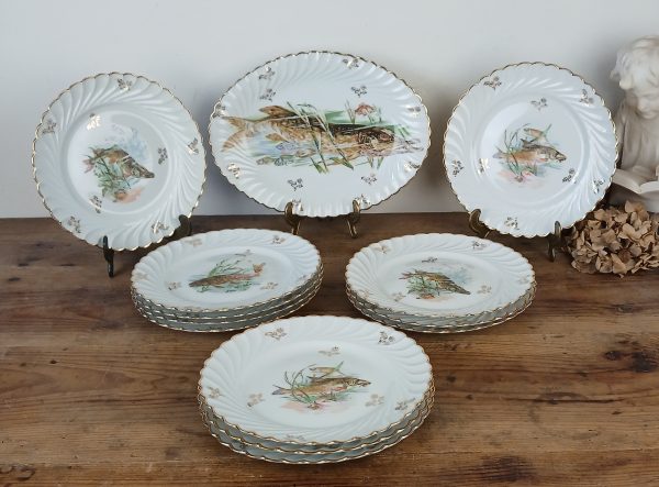 Ancien service a poisson en porcelaine n°11713