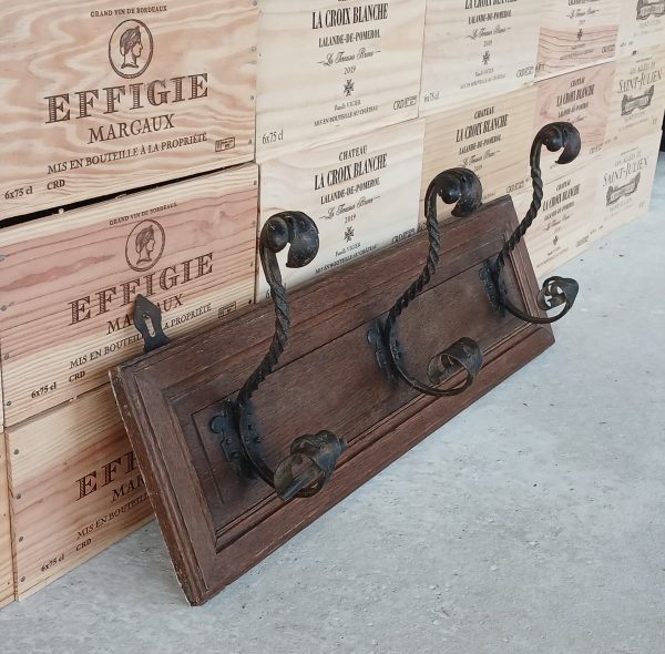 Ancien porte manteaux bois et fer forgé n°11724