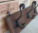 Ancien porte manteaux bois et fer forgé n°11724