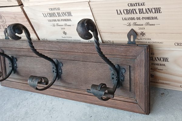 Ancien porte manteaux bois et fer forgé n°11724