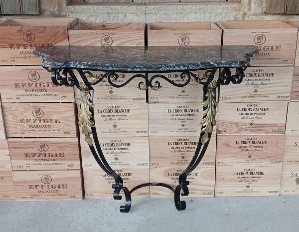 Console en marbre et fer forgé n°11727