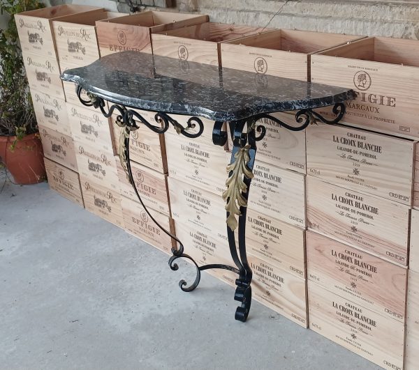 Console en marbre et fer forgé n°11727