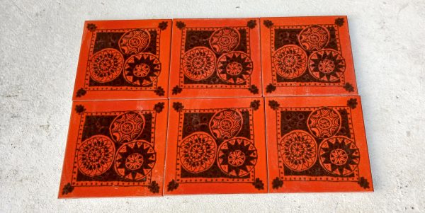 Lot de 6 carreaux en céramique vintage n°11729