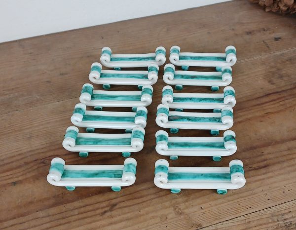 Lot de 12 porte couteaux en céramique vintage n°11741