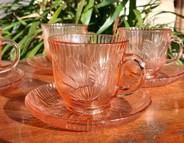 Lot de 4 tasses en verre rose Arcoroc n°1183