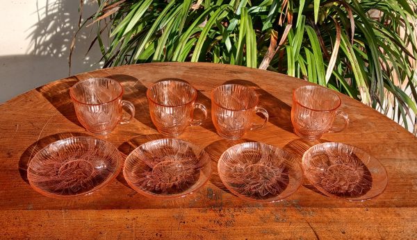 Lot de 4 tasses en verre rose Arcoroc n°1183