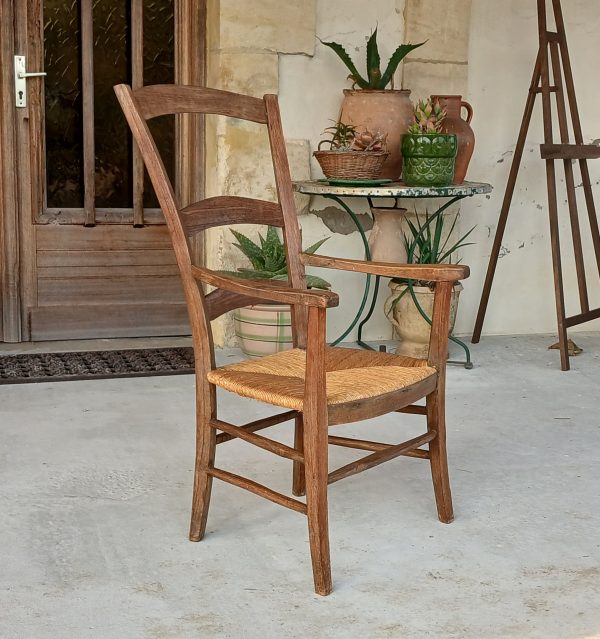 Ancien fauteuil paillé n°12003