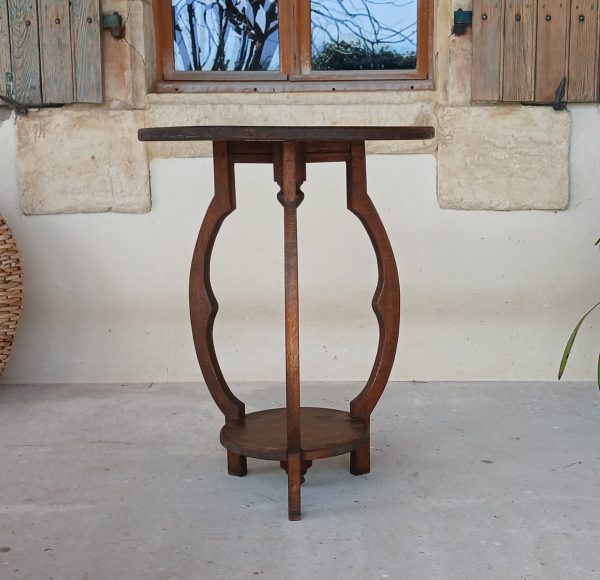 Ancien guéridon / Sellette / chêne / Art Déco / n°12034