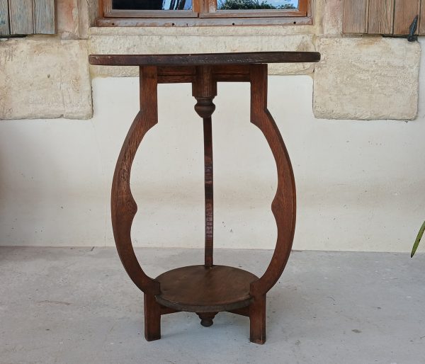 Ancien guéridon / Sellette / chêne / Art Déco / n°12034