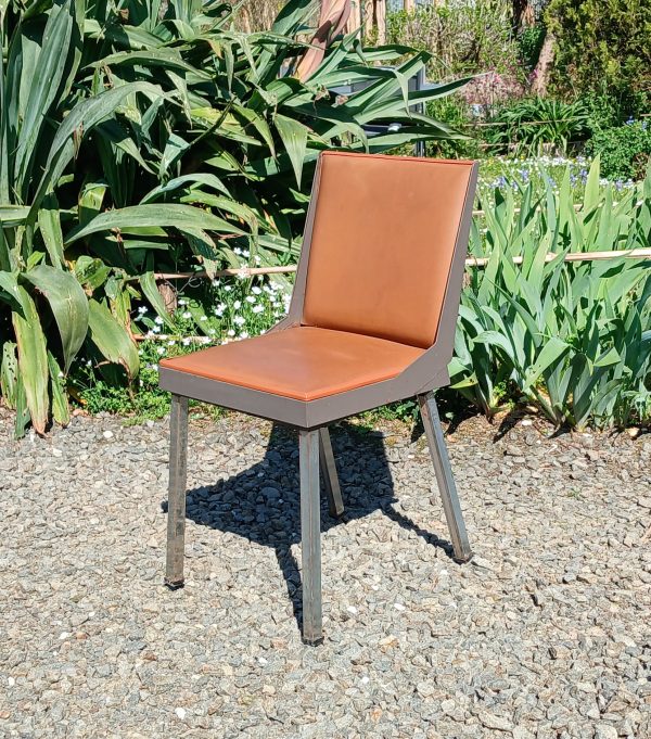 Chaise vintage de bureau en métal et simili n°12049