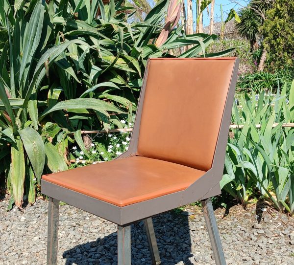 Chaise vintage de bureau en métal et simili n°12049