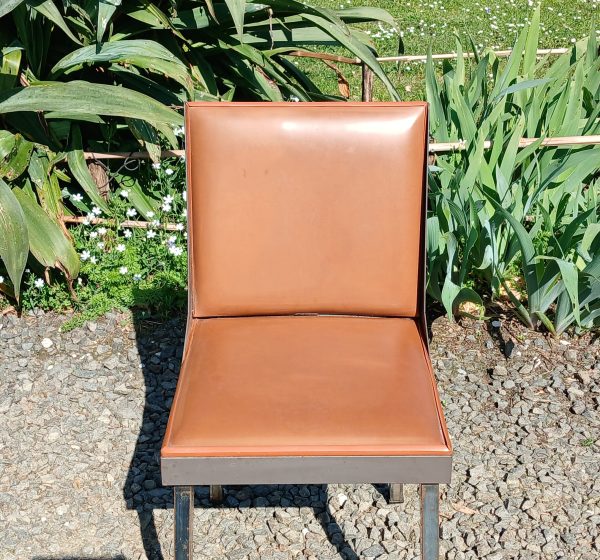Chaise vintage de bureau en métal et simili n°12049