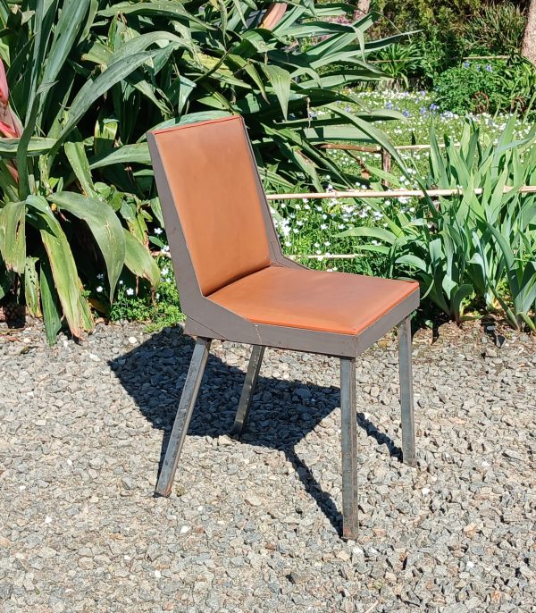 Chaise vintage de bureau en métal et simili n°12049