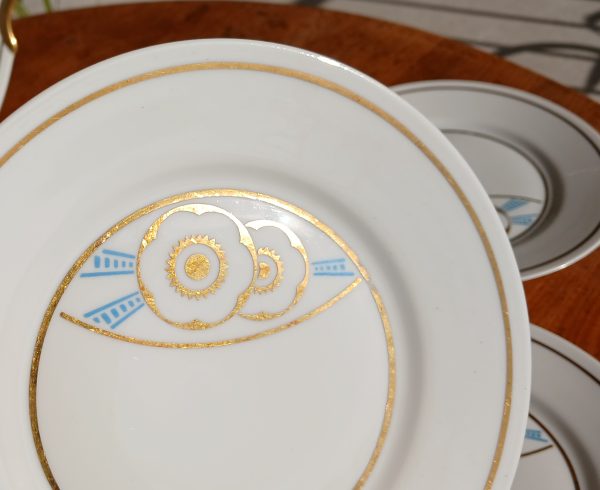 Service a gâteaux Art Déco en porcelaine n°12073