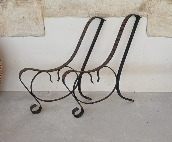 Anciens pieds de banc en fer forgé n°12095