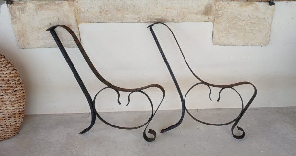 Anciens pieds de banc en fer forgé n°12095