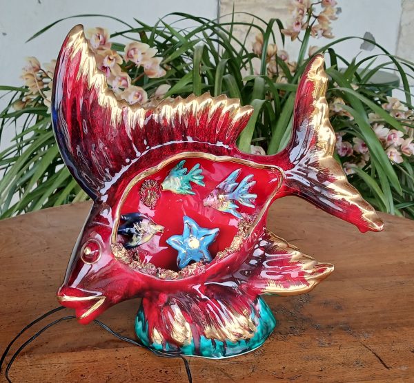 Grande lampe vintage Vallauris / Poisson / n°12110