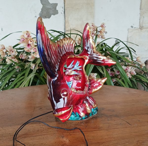 Grande lampe vintage Vallauris / Poisson / n°12110