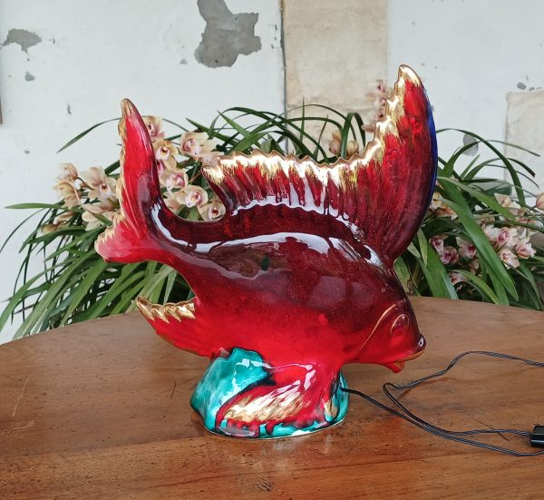 Grande lampe vintage Vallauris / Poisson / n°12110