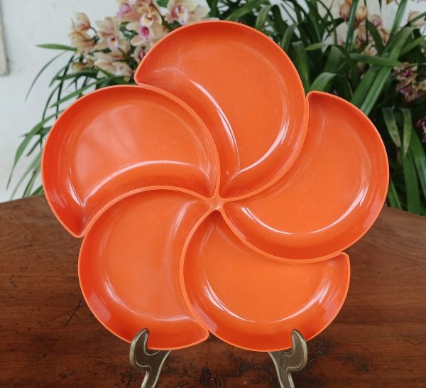 Serviteur orange / plateau apéritif vintage n°12102