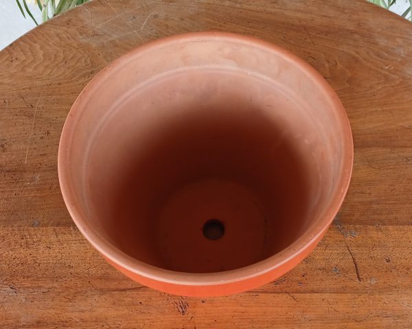 Pot de fleur vintage en céramique orange n°12101