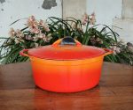Cocotte vintage en fonte orange n°12116